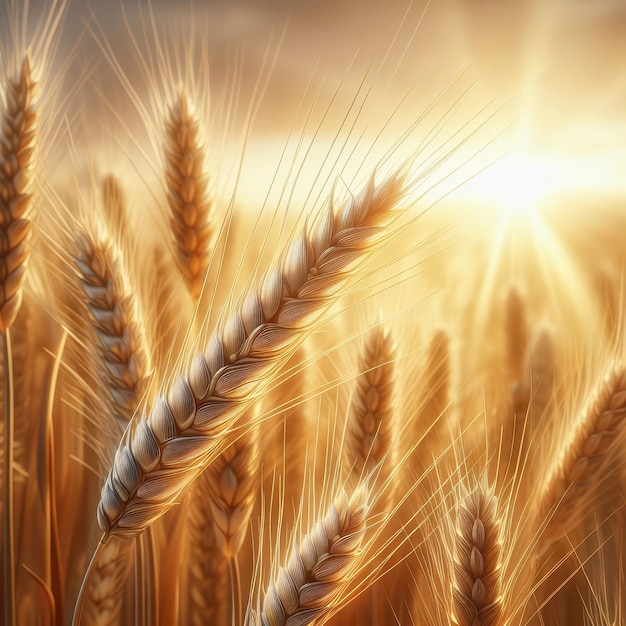 wheat field with the sun behind it