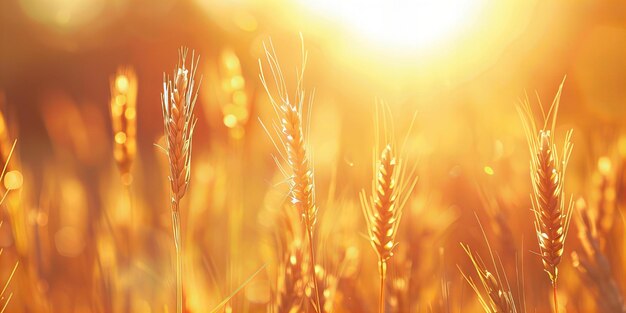 Photo wheat field with the sun behind it