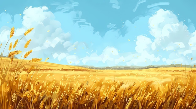 Photo wheat fieldillustration background