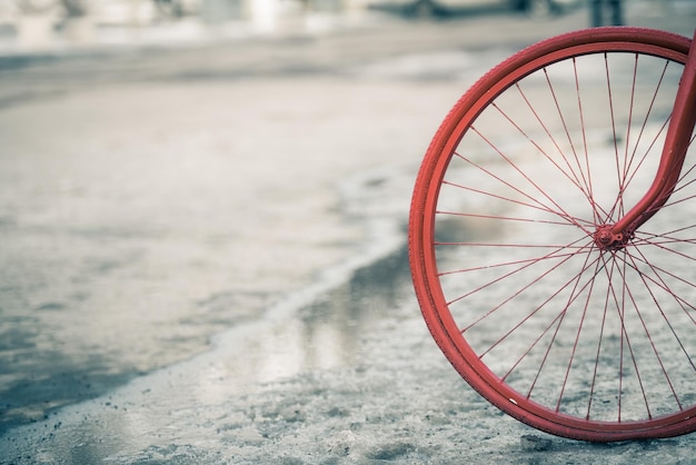 Wheel retro bike in the snow