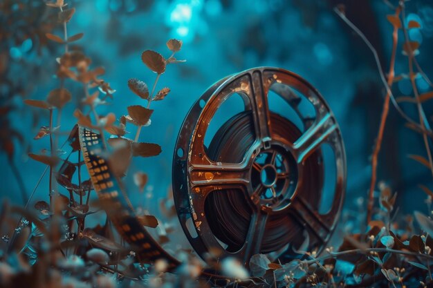 Photo a wheel with a blue background and the words  the wheels  on the bottom