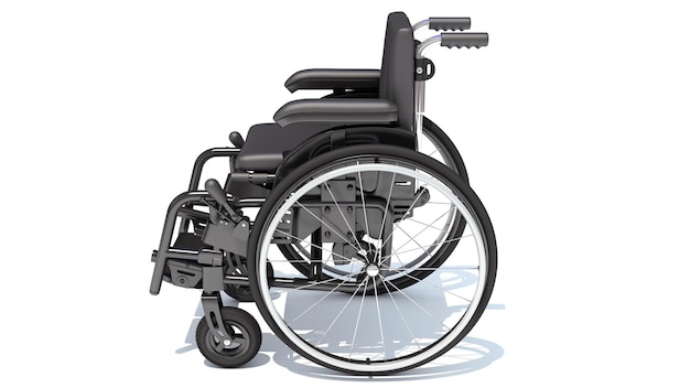 Wheelchair medical equipment 3D rendering on white background