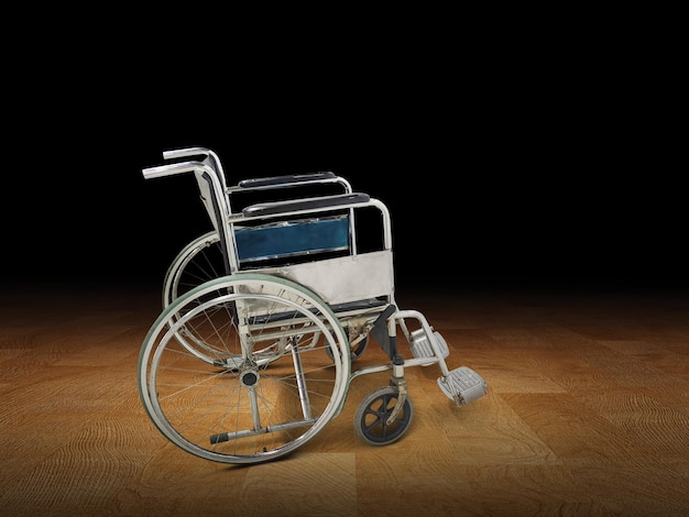 Wheelchair On the wooden field