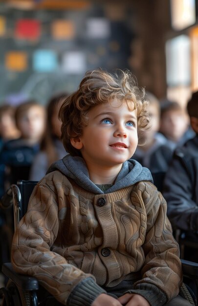 wheelchairbound boy engages in classroom learning defying limitations with his determined spirit