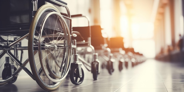 Wheelchairs in the hospital with copy space on area