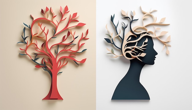 where each branch turns into the silhouette of a woman from a different profession