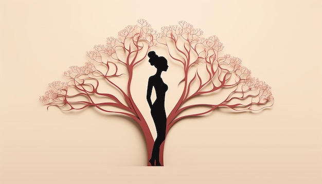 where each branch turns into the silhouette of a woman from a different profession