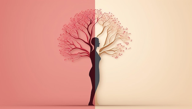 where each branch turns into the silhouette of a woman from a different profession