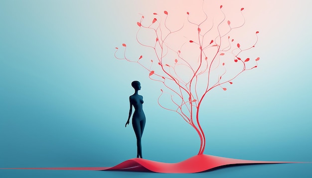 where each branch turns into the silhouette of a woman from a different profession