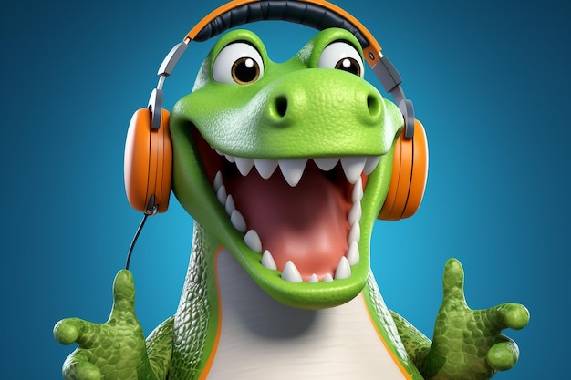 Whimsical 3D Cartoon Crocodile