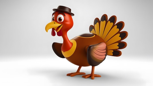 Photo whimsical 3d cartoon turkey character with vibrant colors and friendly expression