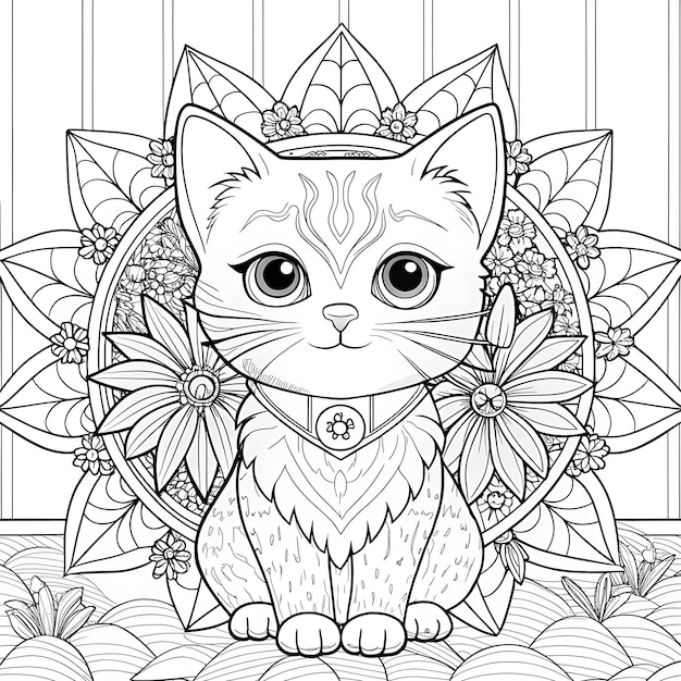 Photo whimsical animal and floral coloring pages for creative relaxation