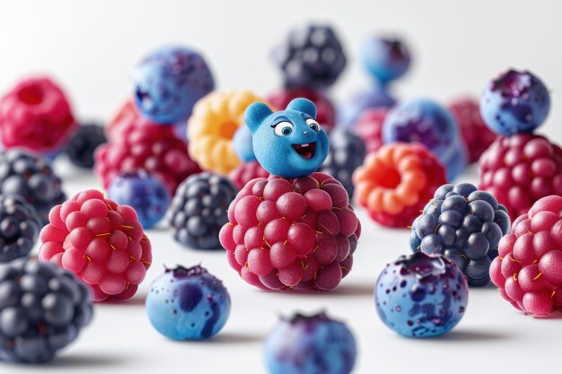 Photo a whimsical arrangement of colorful huckleberries playfully cascading together