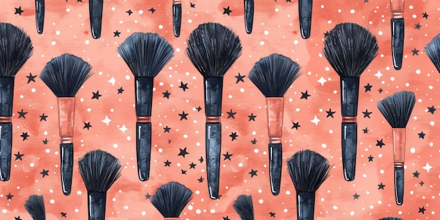 Whimsical Array of Makeup Brushes on Blush Pink