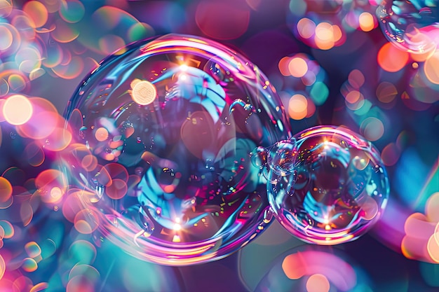 Whimsical Beauty of Soap Bubbles with Kaleidoscopic Reflections