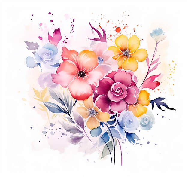 Whimsical Blooms Abstract Florals and Flowers Watercolor Design