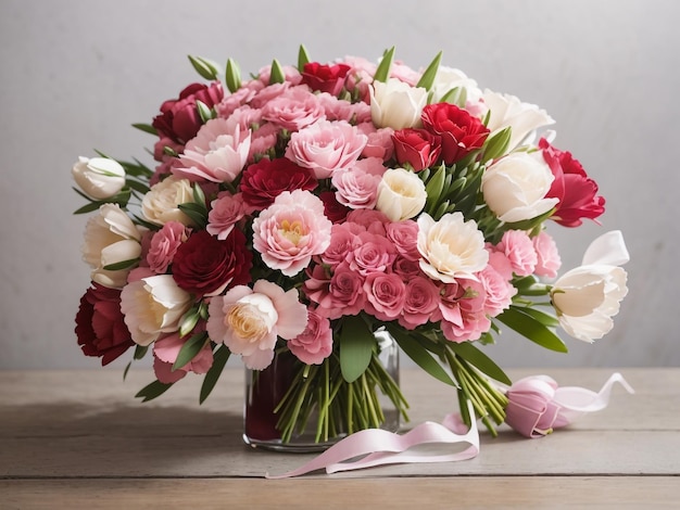 Whimsical Blooms Bouquet of Pink Burgundy and White Flowers