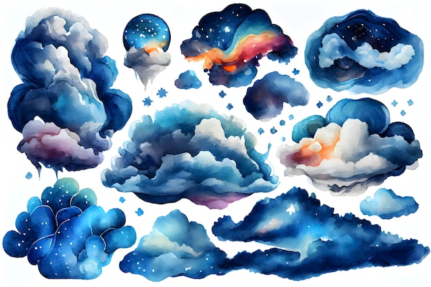 Whimsical Blue Cosmic Clouds