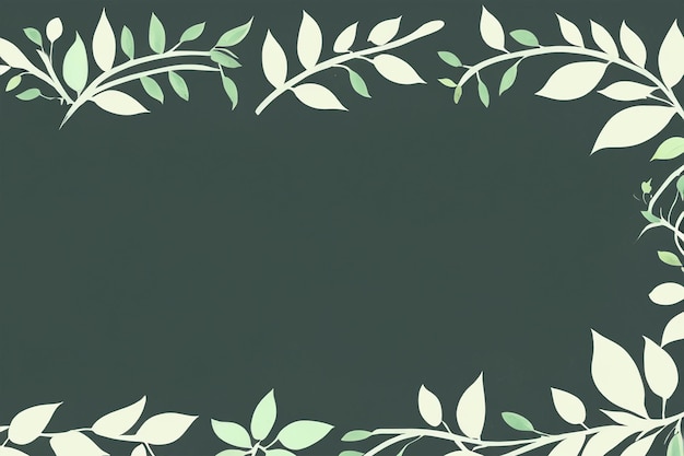 Photo whimsical botanical leaf and floral border framing blank chalkboard or blackboard background