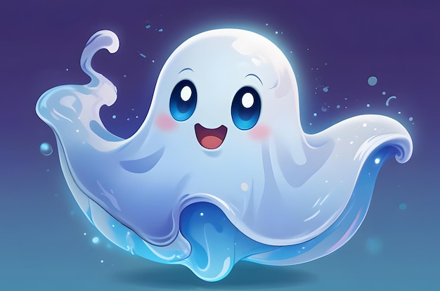 A Whimsical Cartoon Ghost Friendly Fun in a Charming Haunted House