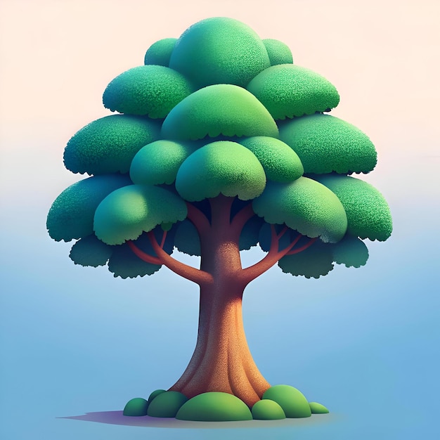 A whimsical cartoon tree with a playful rounded design