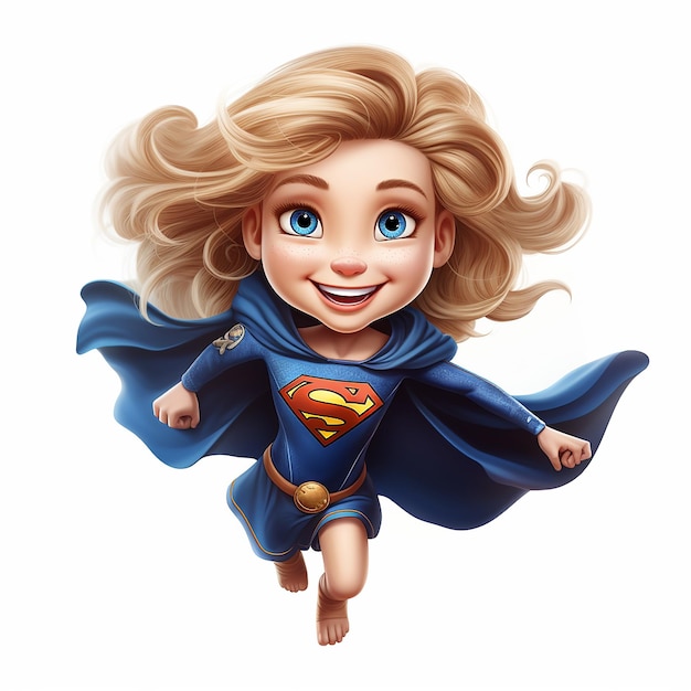 Photo whimsical and charming supergirl in flight a radiant smile in art