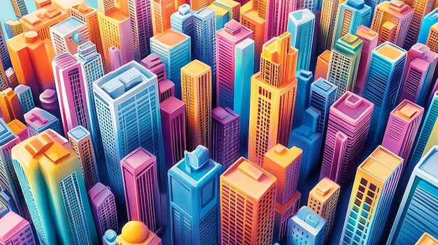 Whimsical Cityscape Painting with Colorful Buildings