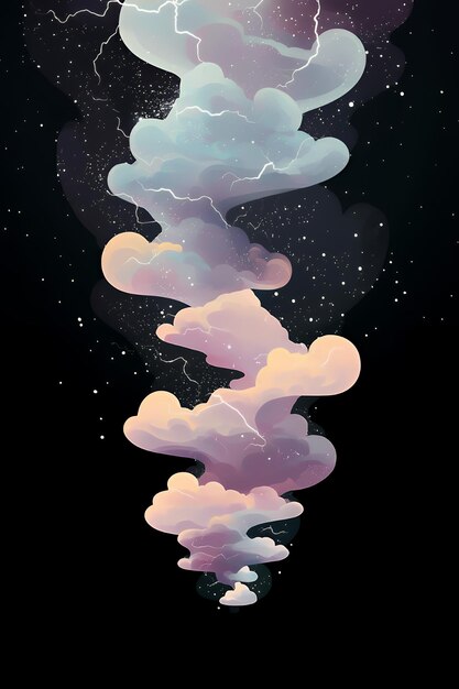 Photo whimsical cloud formation against a starry sky