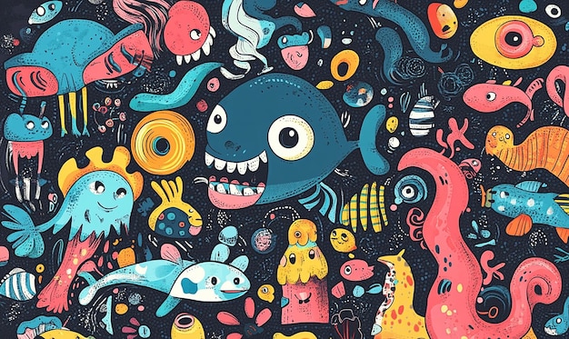 Photo whimsical doodles and sketches with playful designs