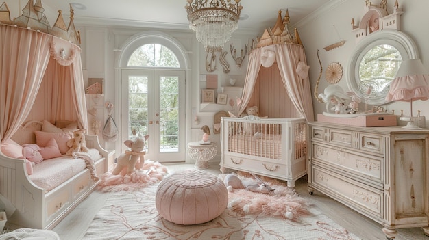 Whimsical fairy talethemed nursery with magical accents and soft colors