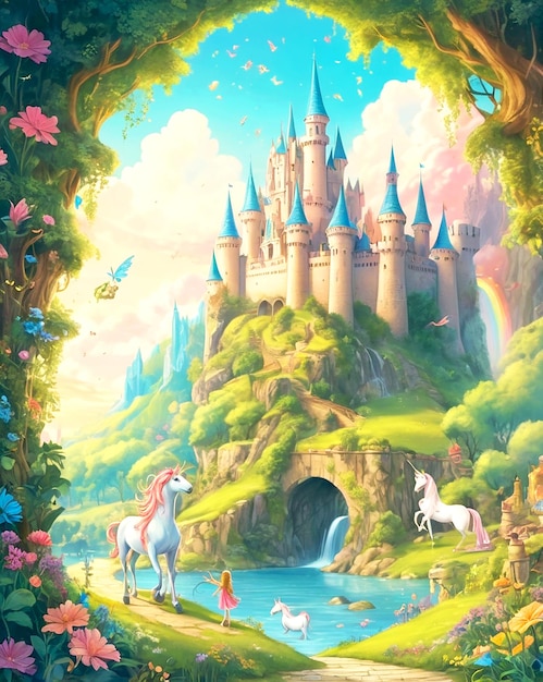 Photo a whimsical fairy talethemed wall