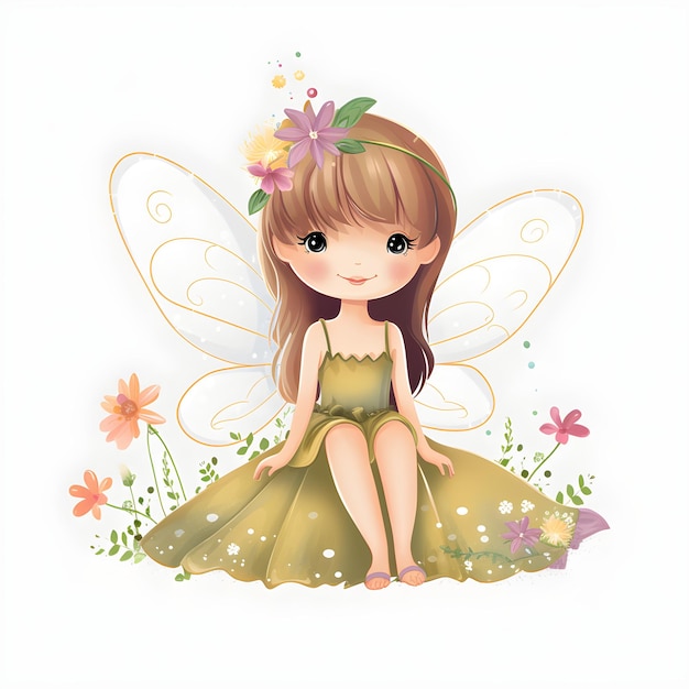 Whimsical fairy whispers colorful clipart of a cute fairy with playful wings and flower accents