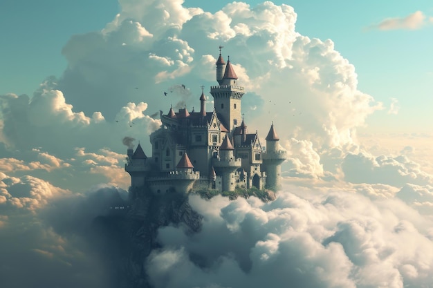 A whimsical fairytale castle in the clouds AI generated