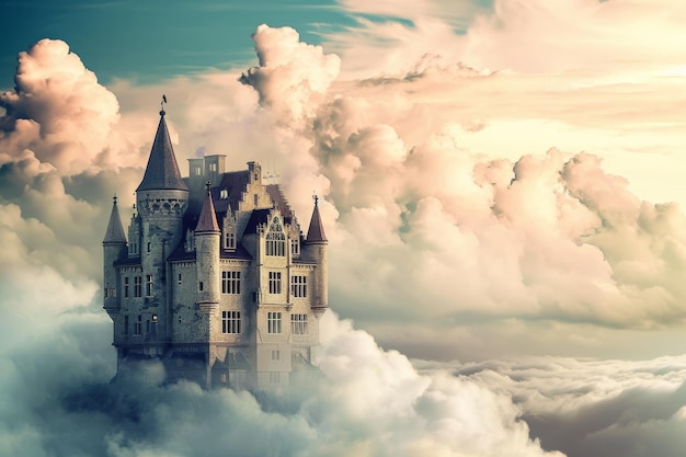 A whimsical fairytale castle in the clouds AI generated