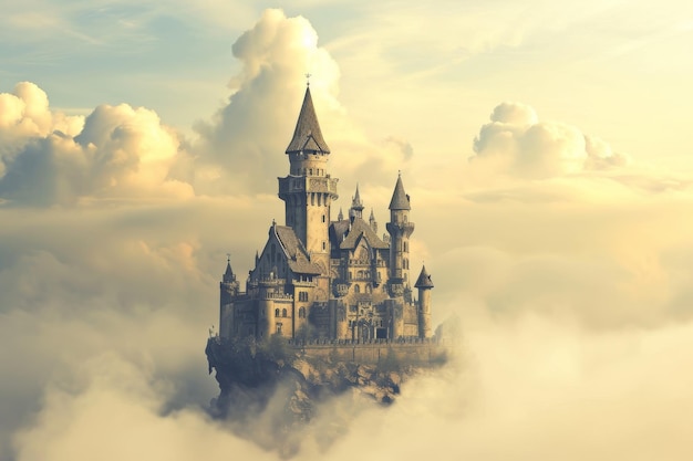 A whimsical fairytale castle in the clouds AI generated