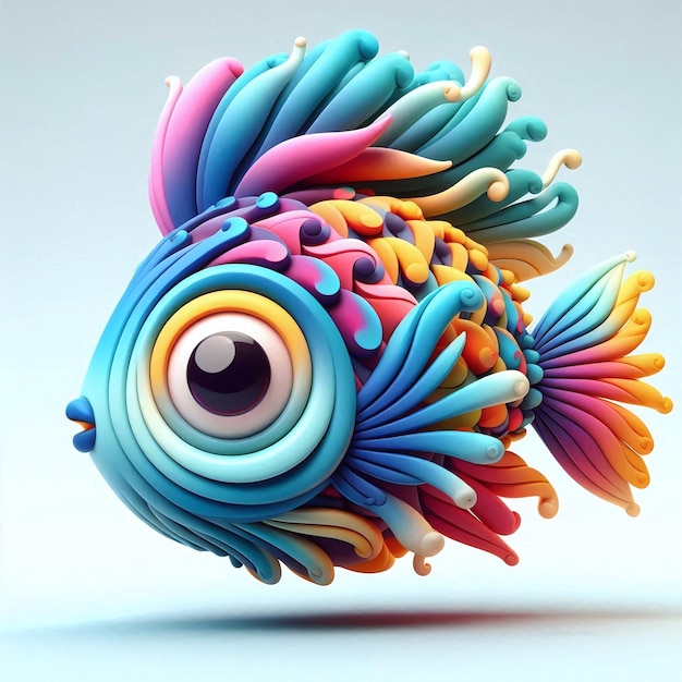 Photo whimsical fish 3d cartoon aquatic art