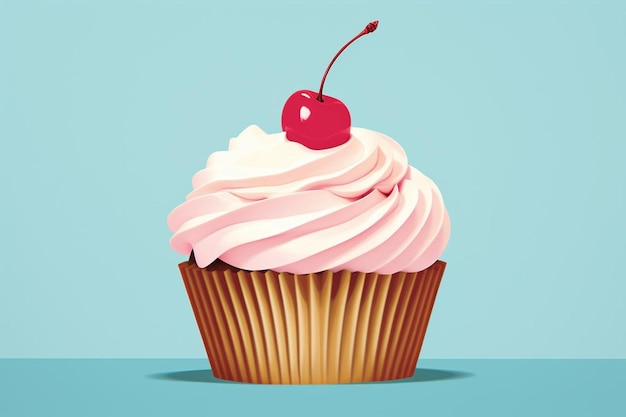 Photo whimsical graphic of a cupcake with a cherry on top