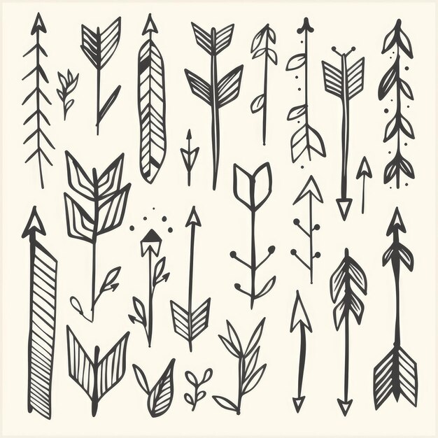 Photo whimsical handdrawn vector arrows on white background