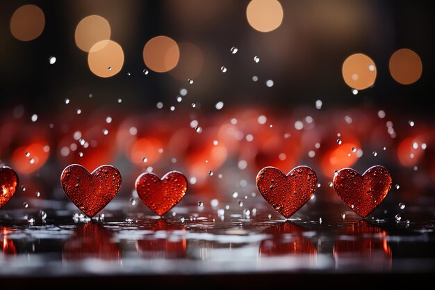 Whimsical Hearts and Bubbles on Vibrant Red Background