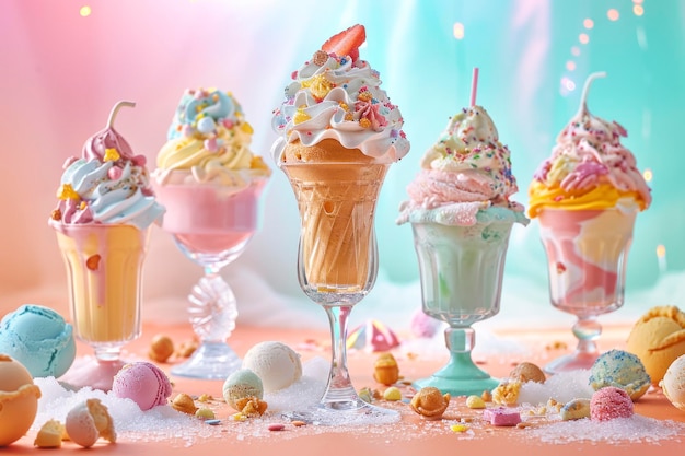 Whimsical ice cream creations a playful image showcasing imaginative and whimsical ice cream