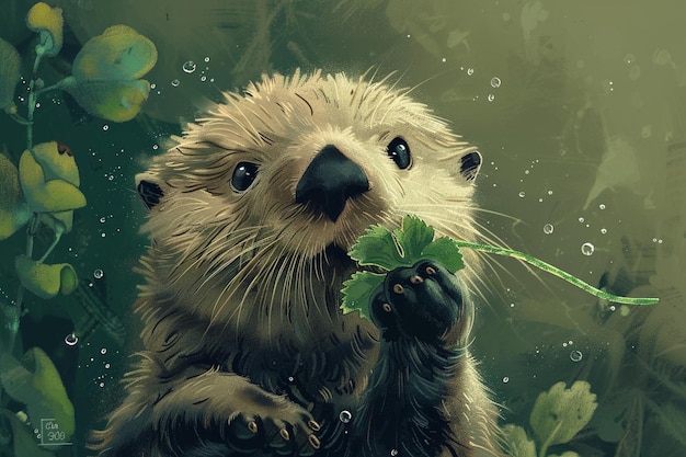 A whimsical illustration of a sea otter balancing generative ai