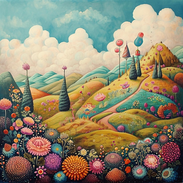 whimsical illustration of the small village