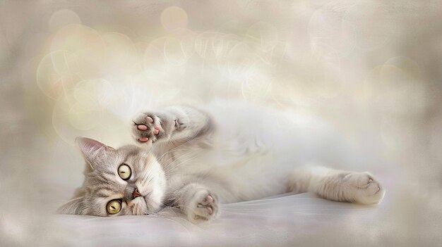 Photo a whimsical image with soft curves and pastel color cat