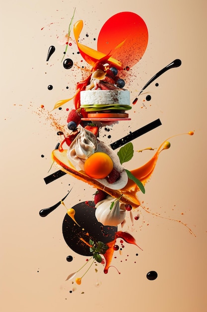 Photo a whimsical interpretation of a chefs tasting menu as a series of abstract designs