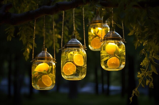 Photo whimsical limoncello with lanterns lemonade cold drink image