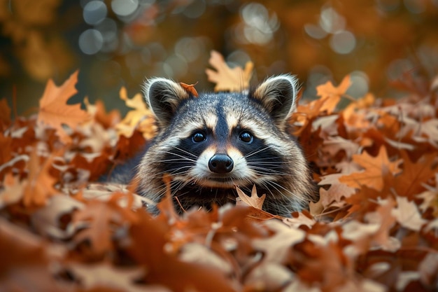 A whimsical moment as a raccoon playfully investig generative ai