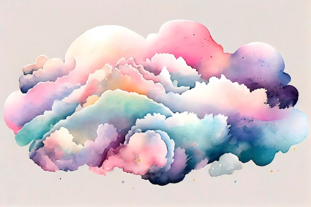 Whimsical Pastel Clouds on White Background