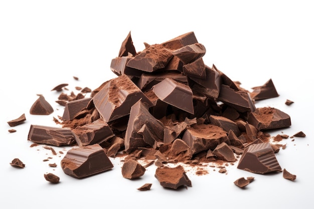 A Whimsical Pile of Delectable Chocolate Chunks White or PNG Transparent Background