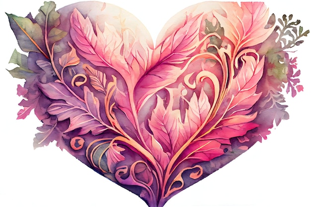 Whimsical Pink Heart on White Background