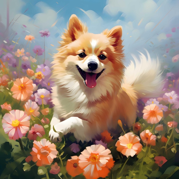 Whimsical Pomeranian Dog Digital Paintings by Yanjun Cheng Dom Qwek and Michael Malm